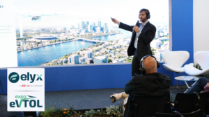 Pedro Longuini subiu ao palco da Expo eVTOL 2026 para falar sobre um dos temas centrais da mobilidade aérea urbana: os vertiportos